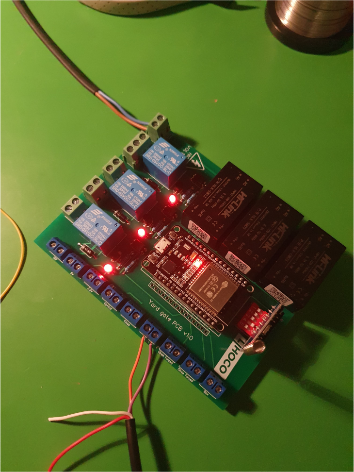 Picture of the PCB powered on